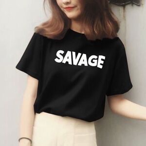 TEENBELL black Savage crop short sleeves tees M